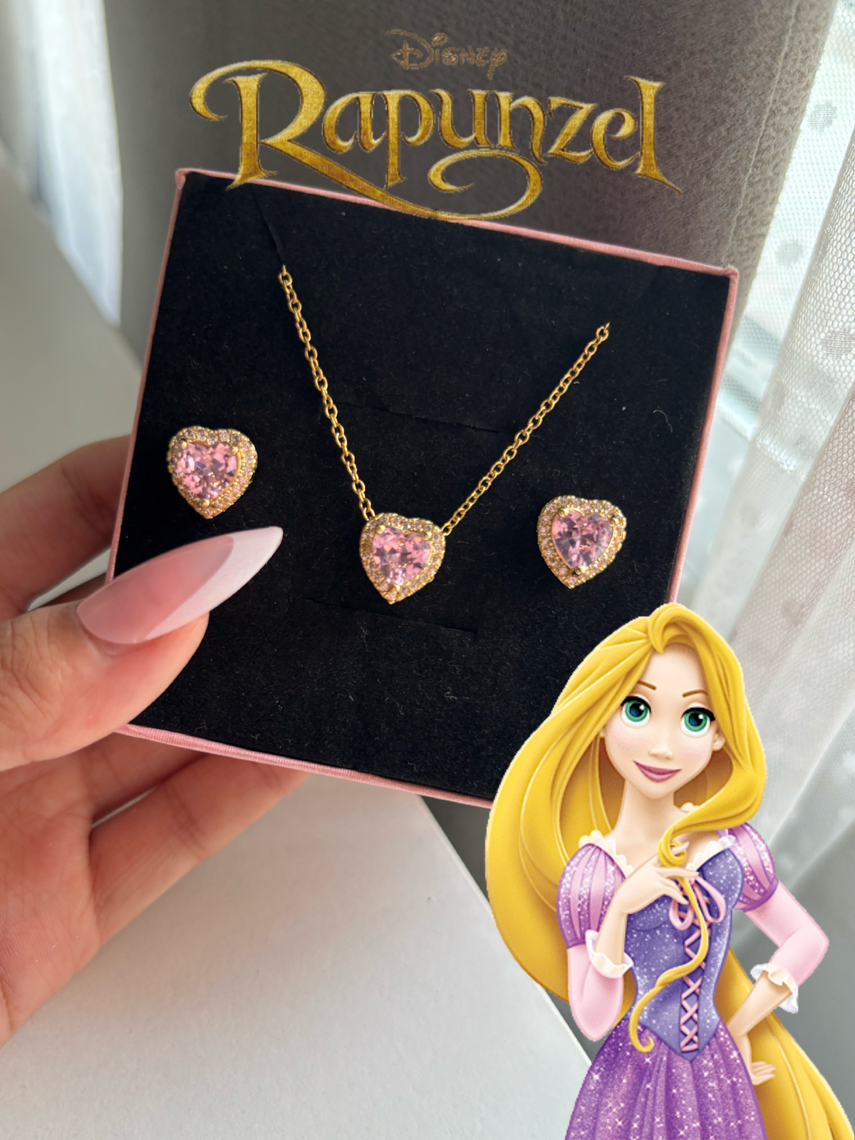 Pendientes y collar de Rapunzel (Dorado)