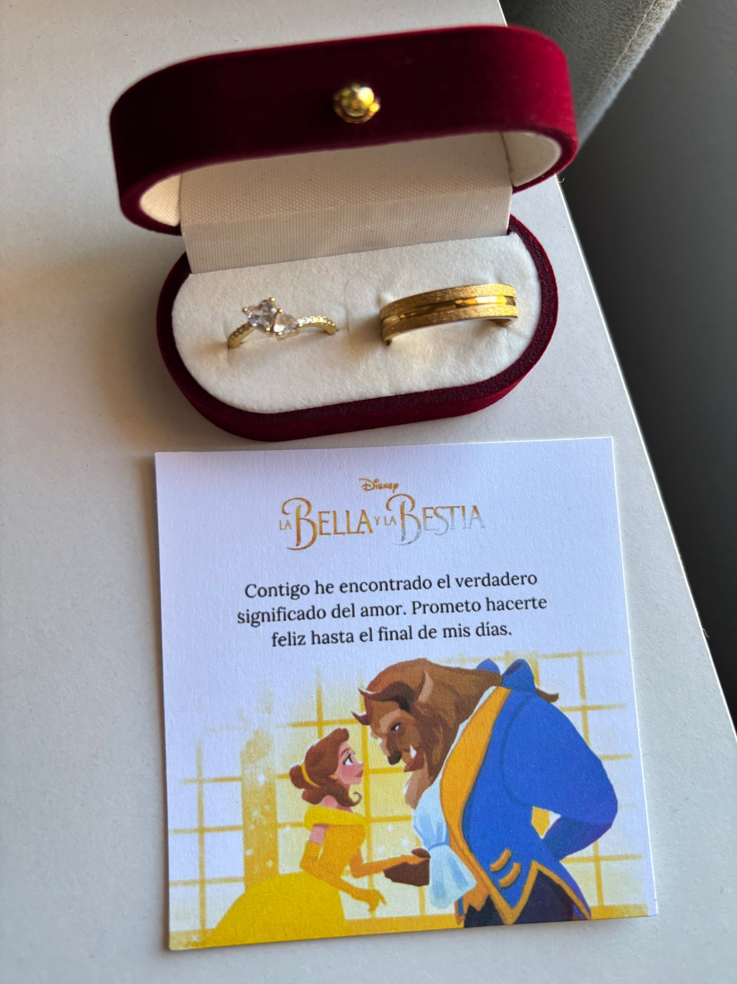 Anillos pareja Bella y Bestia