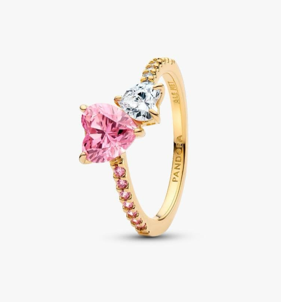 Anillo doble corazón rosa