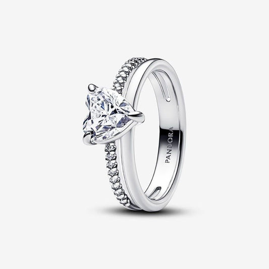 Anillo corazón corazón doble banda
