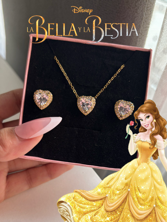 Pendientes y collar Bella y Bestia