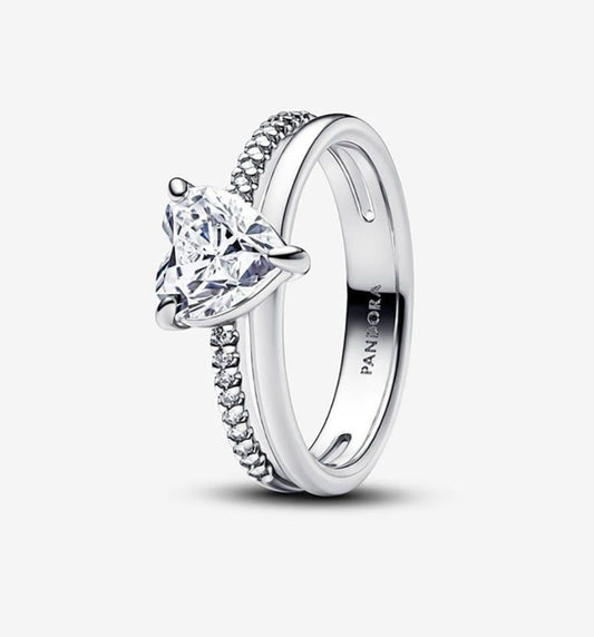 Anillo corazón corazón doble banda